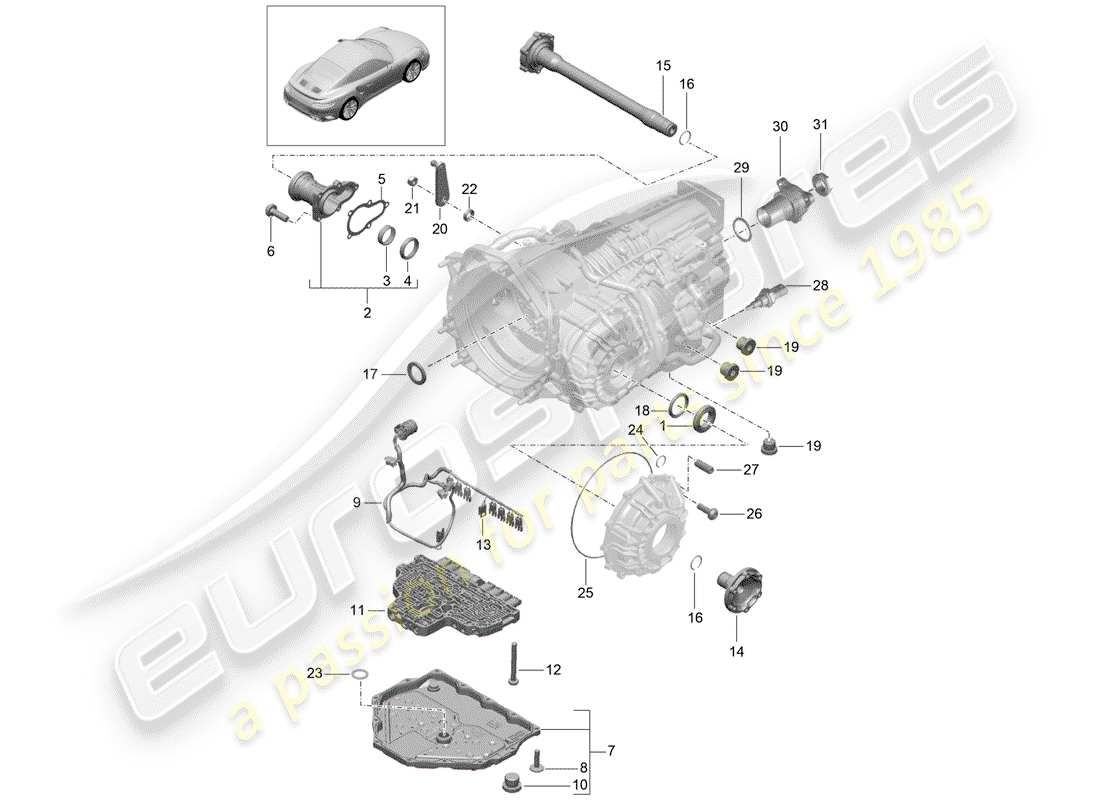 porsche 2016 (991-1 turbo) - pdk - diagrama de piezas