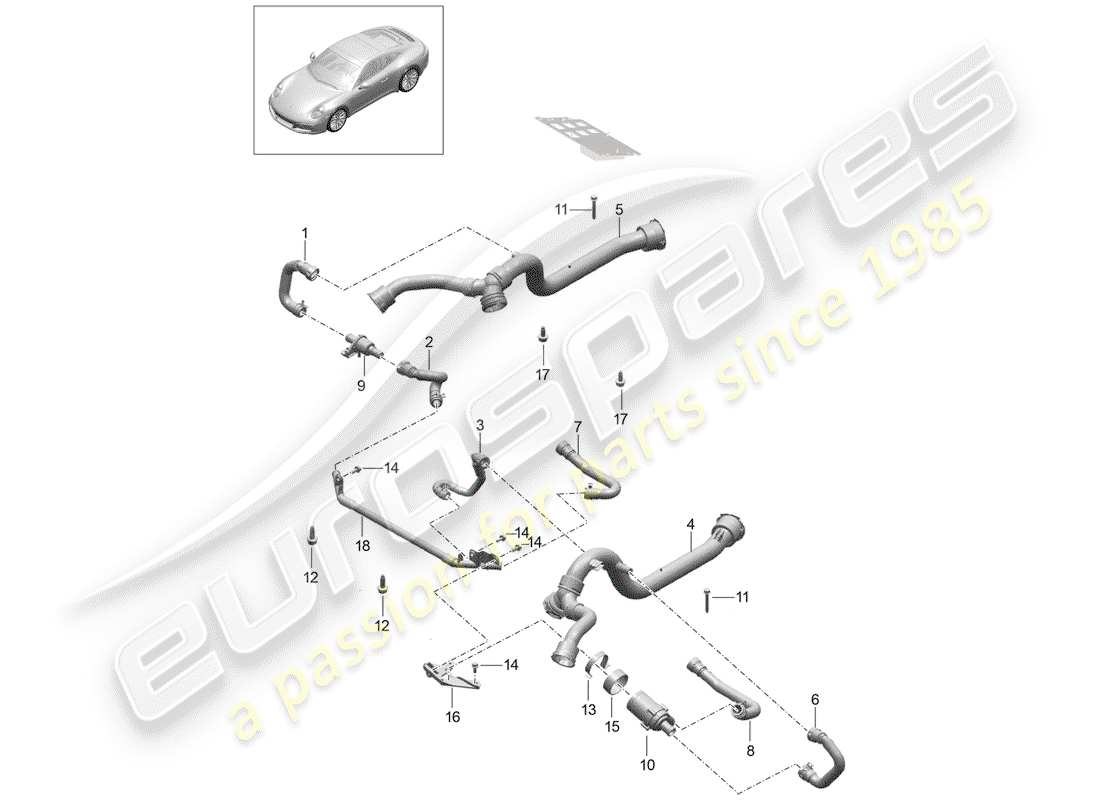 porsche 991 turbo (2016) diagrama de piezas del diferencial del eje delantero