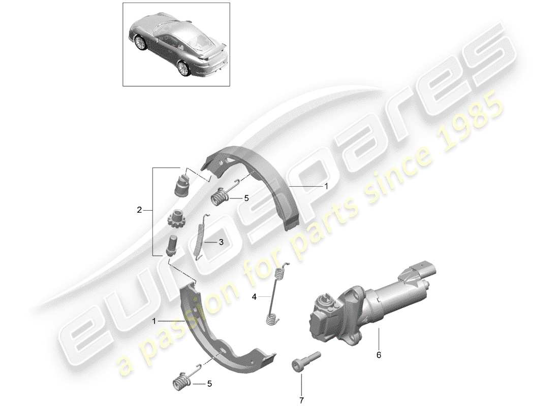 porsche 2014 (991-1 r/gt3/rs) diagrama de piezas del freno de estacionamiento