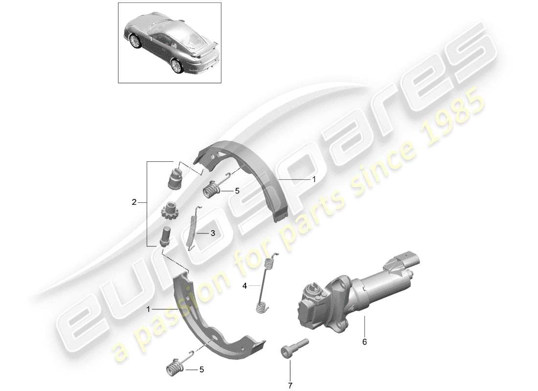 porsche 991r/gt3/rs (2014) parking brake diagrama de piezas