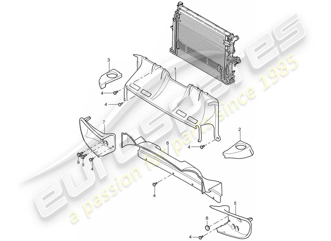 porsche 2003 (cayenne e1 9pa) diagrama de piezas del conducto de aire