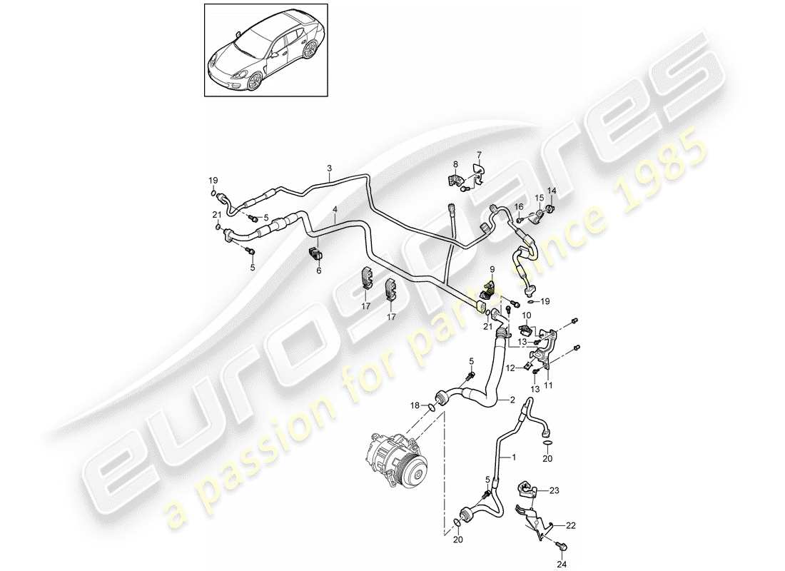 porsche 2011 (panamera 970) diagrama de piezas del circuito refrigerante