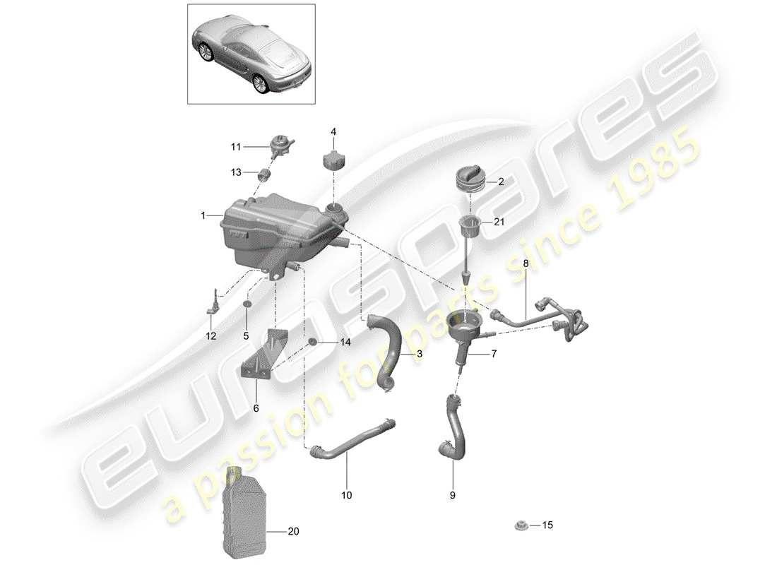 porsche 2016 (981 cayman) refrigeración por agua 3 diagrama de piezas