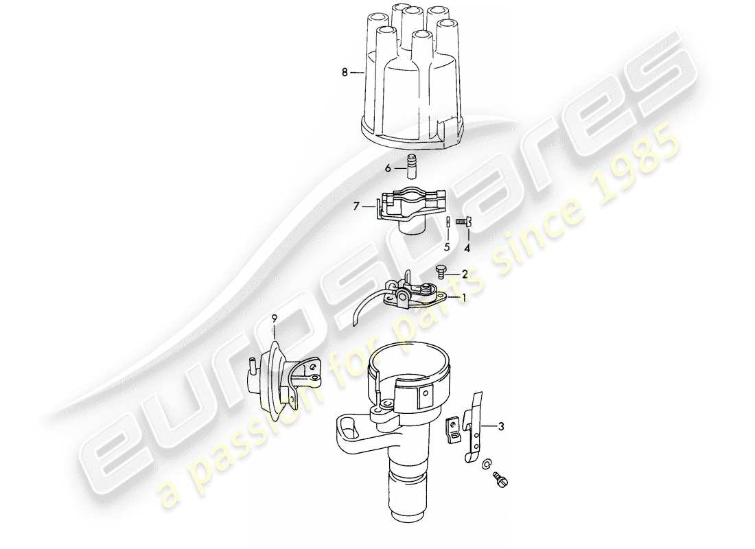 porsche 1973 (911) distribuidor - - marelli - - d - mj 1972>> diagrama de piezas