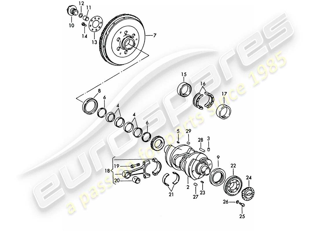 porsche 1963 (356b/356c) cigüeñal diagrama de piezas