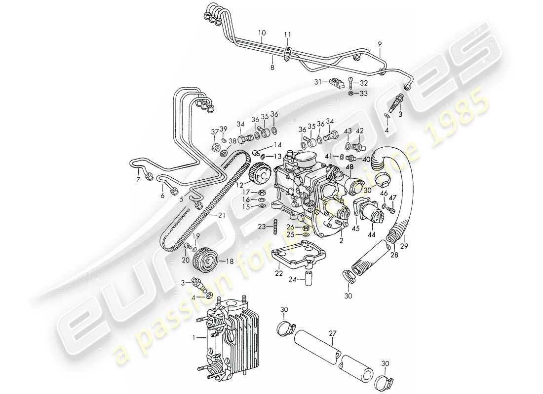 porsche 1973 (911) sistema de inyección - culata - y - bomba de inyección diagrama de piezas
