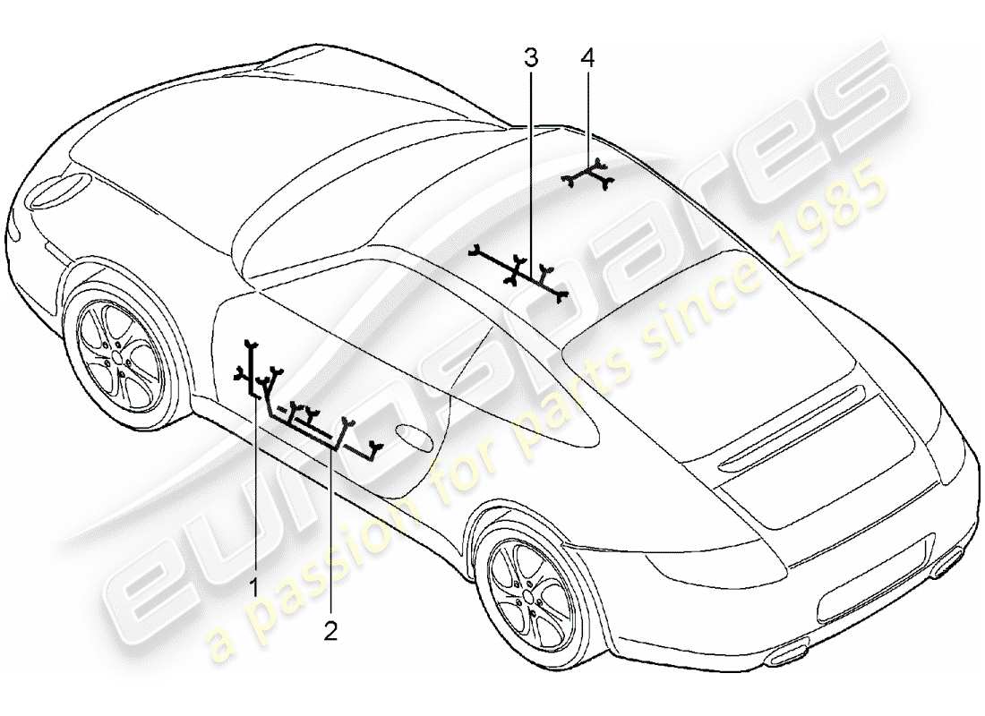 porsche 2005 (997-1) cableando arneses diagrama de piezas