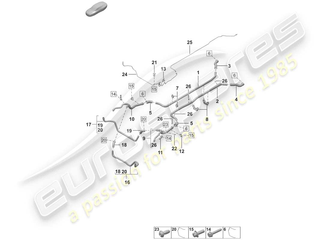 porsche 2020 (992-1) diagrama de piezas de refrigeración por agua