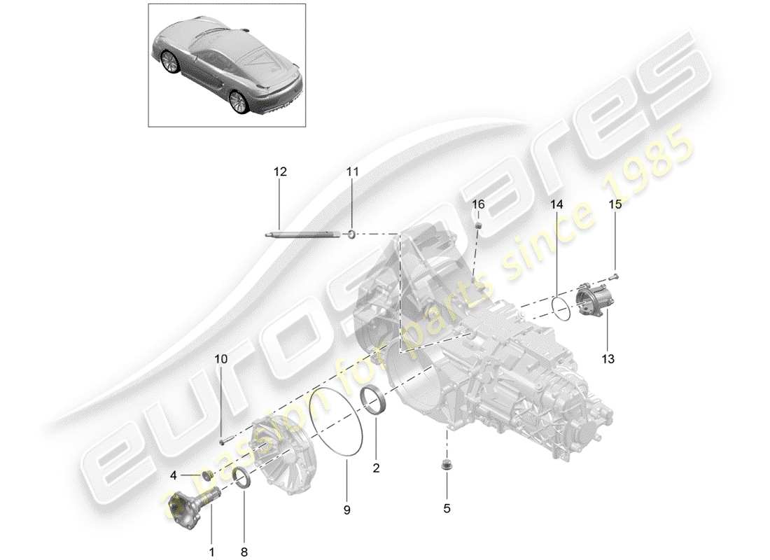 porsche 2016 (981 cayman gt4) manual gearbox diagrama de piezas