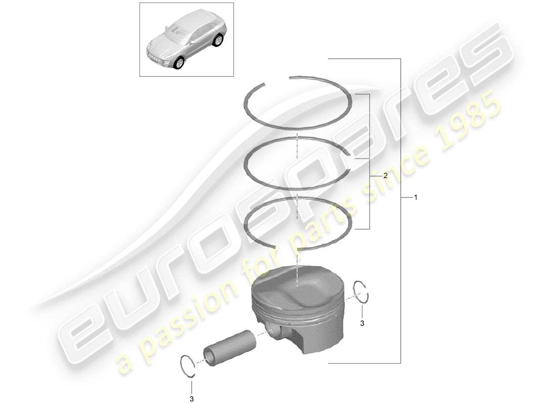 porsche 2017 (macan) diagrama de piezas del pistón