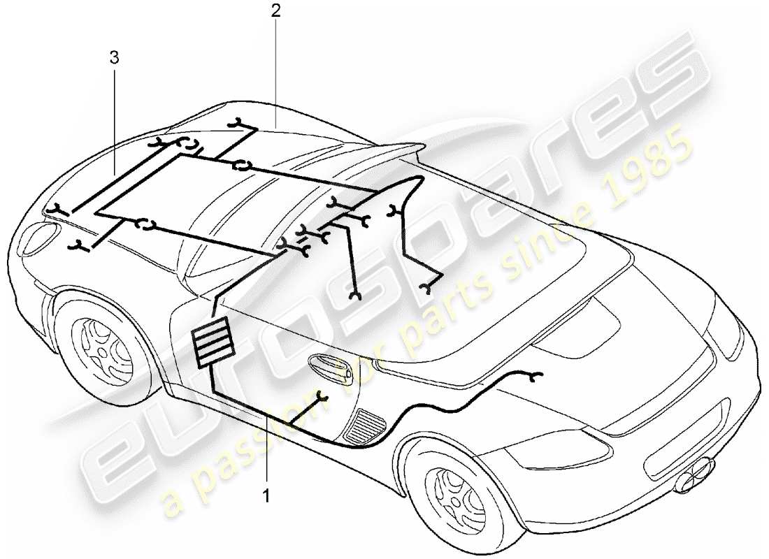 porsche 2007 (987 boxster) arneses de cableado diagrama de piezas
