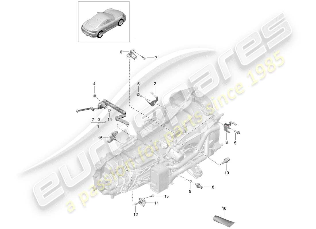 porsche 2017 (718 cayman) diagrama de piezas de la caja de cambios manual