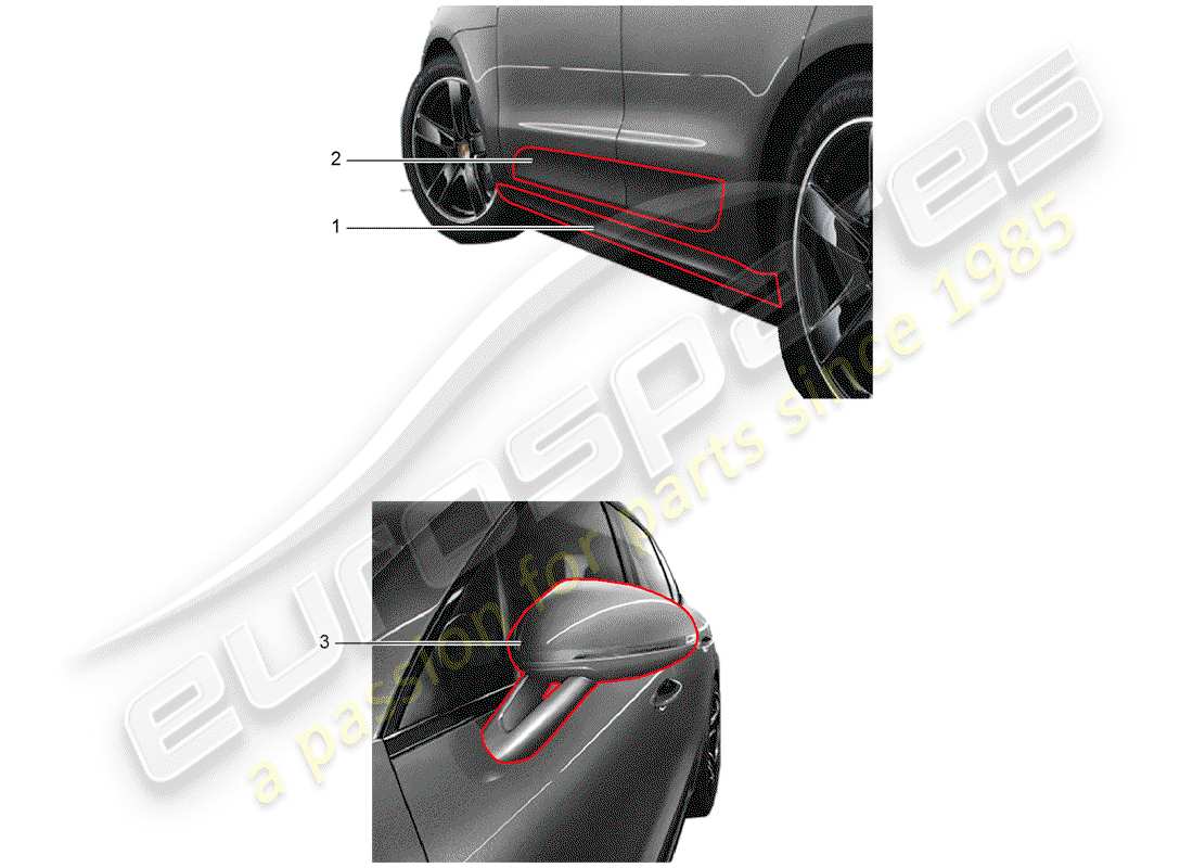 porsche 2020 (tequipment macan) accesorios diagrama de piezas