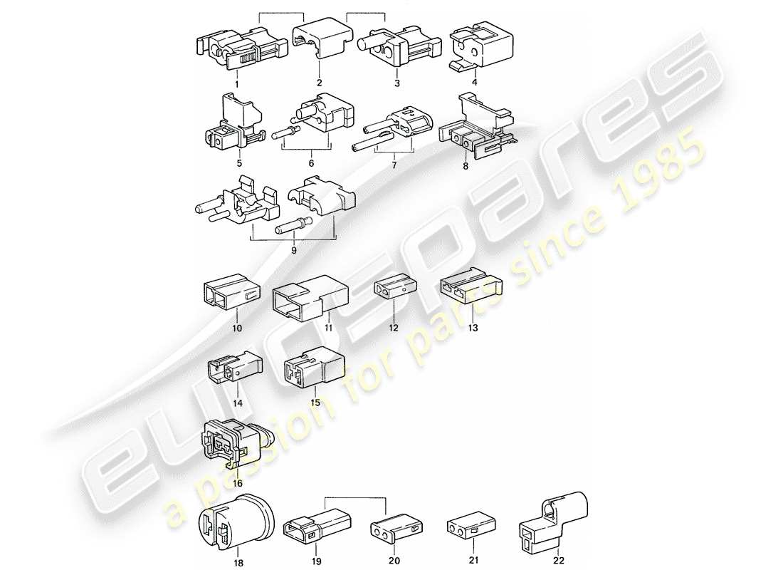 porsche 1990 (944) carcasa del conector diagrama de piezas