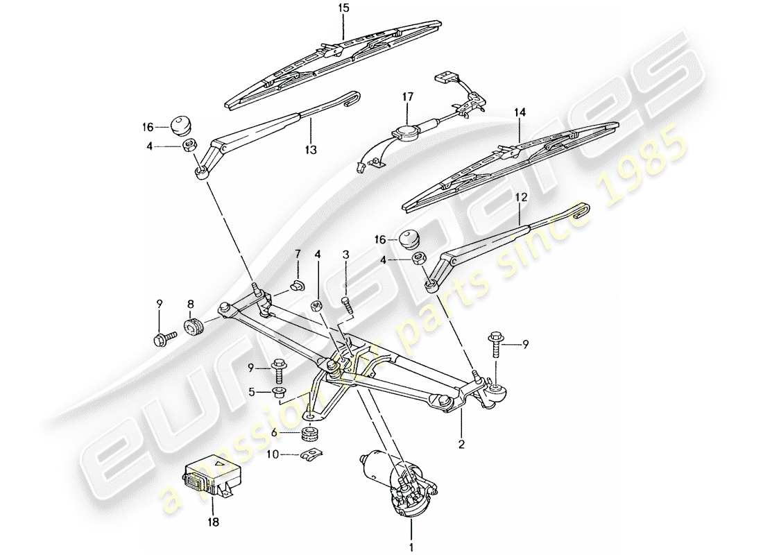 porsche 2003 (996 turbo / gt2) sistema de limpiaparabrisas - sensor de lluvia diagrama de piezas