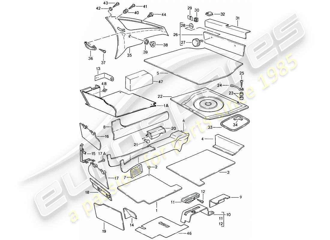 porsche 1990 (928) diagrama de piezas de trims