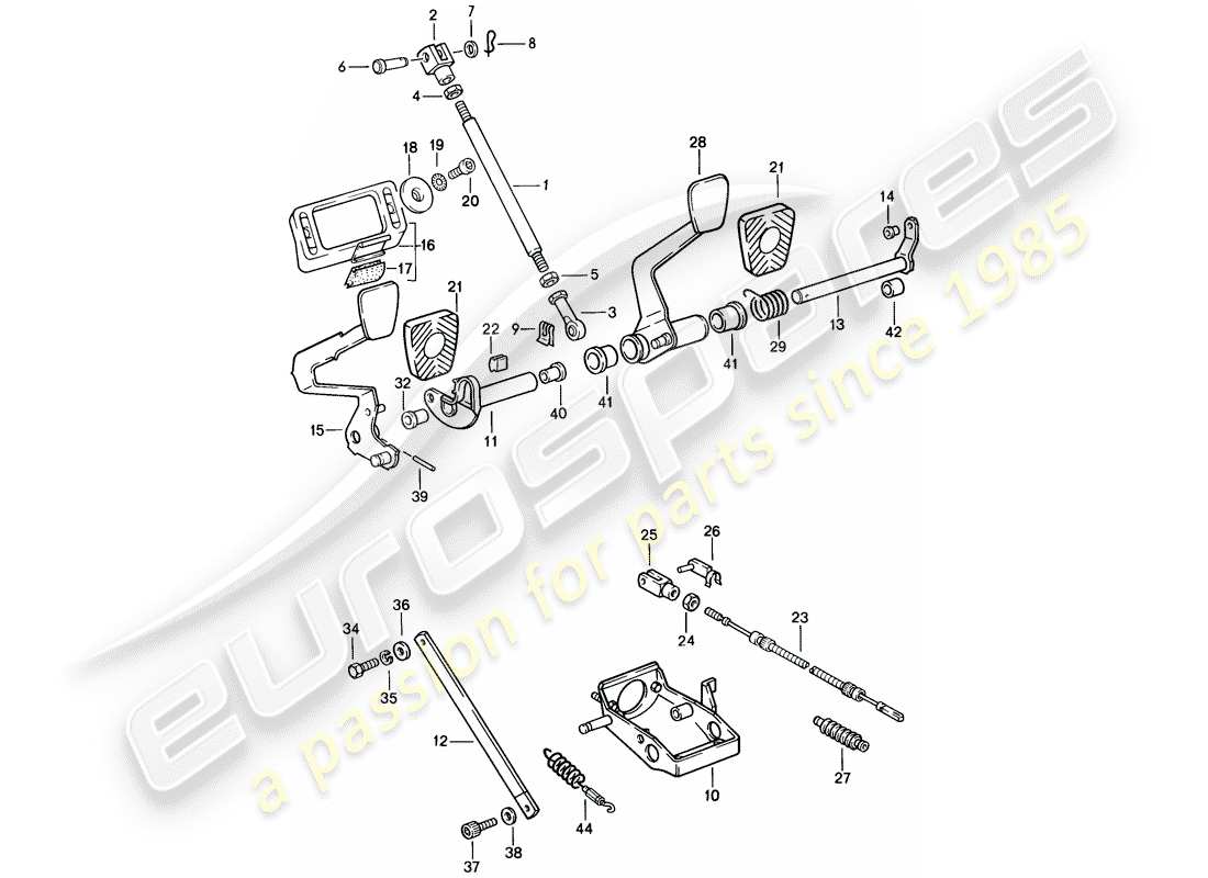 porsche 1987 (911) pedales - d >> - mj 1988 diagrama de piezas