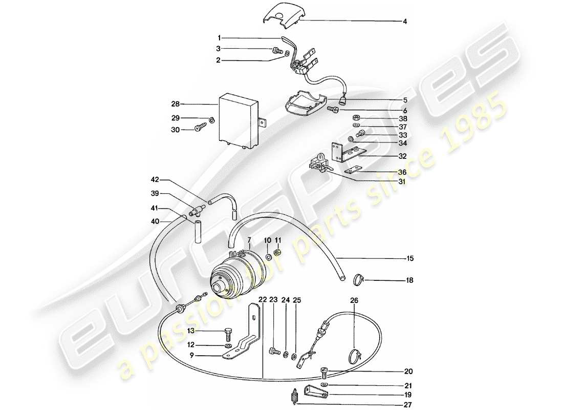 porsche 1980 (911) sistema de control de crucero diagrama de piezas