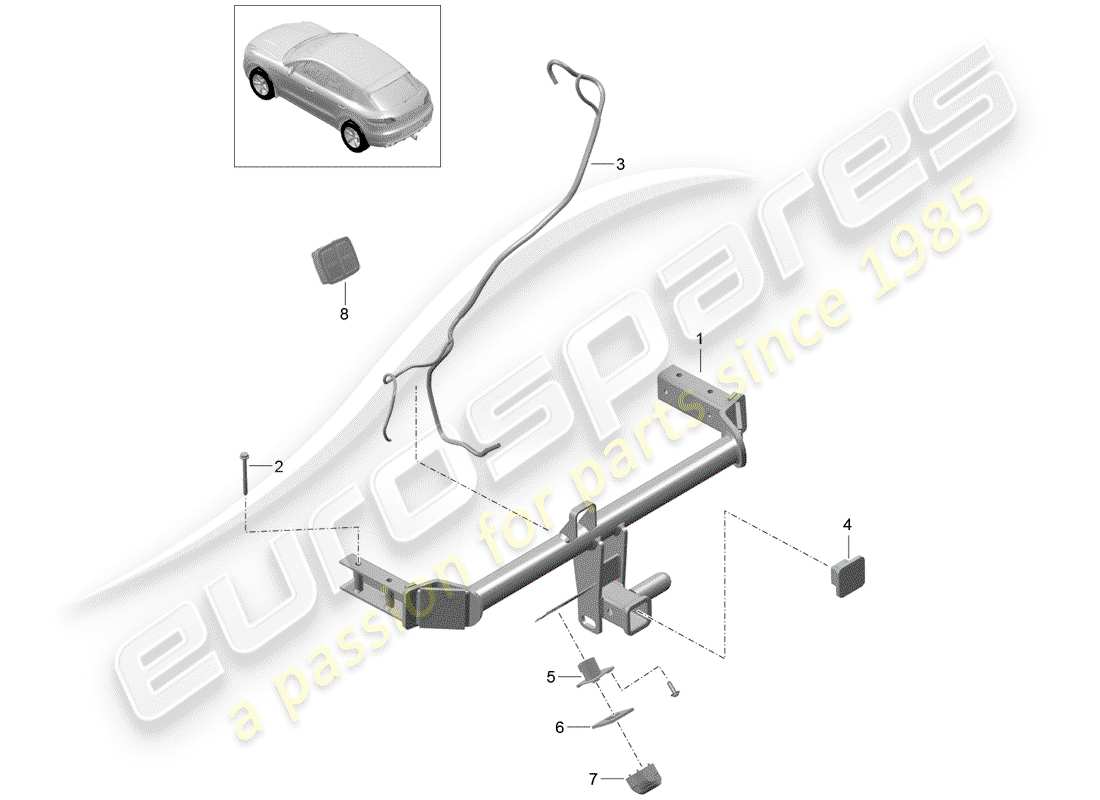porsche 2016 (macan) enganche de remolque diagrama de piezas
