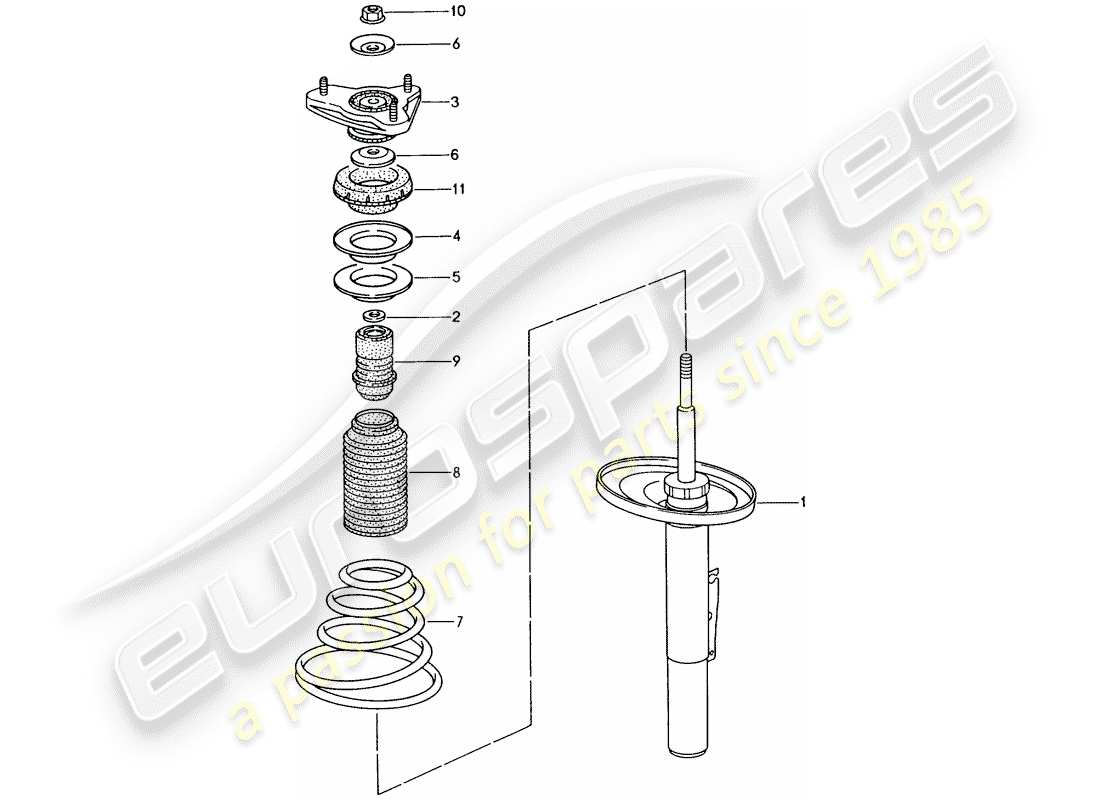 porsche 1998 (986 boxster) suspensión - amortiguador diagrama de piezas