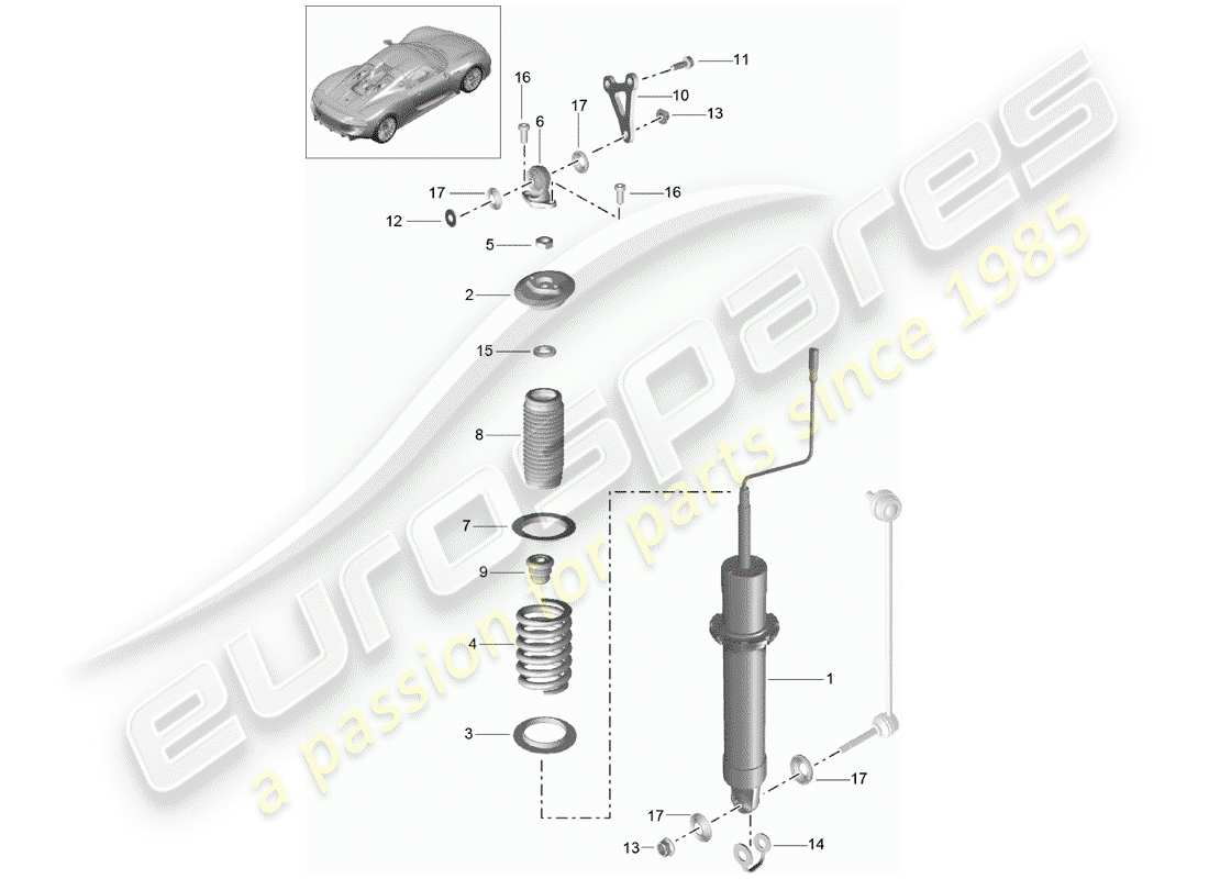 porsche 918 spyder (2015) suspensión diagrama de piezas