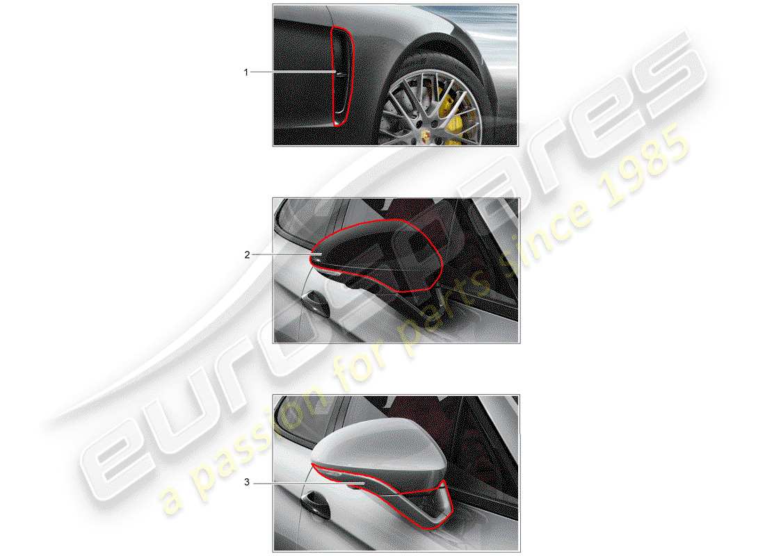 porsche 2012 (tequipment panamera) diagrama de partes del cuerpo