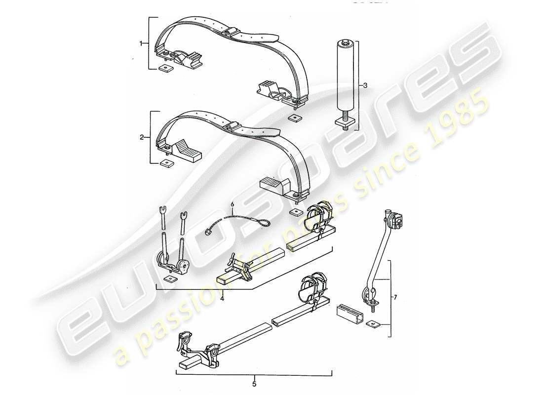 porsche 1993 (968) diagrama de piezas del sistema de transporte del techo