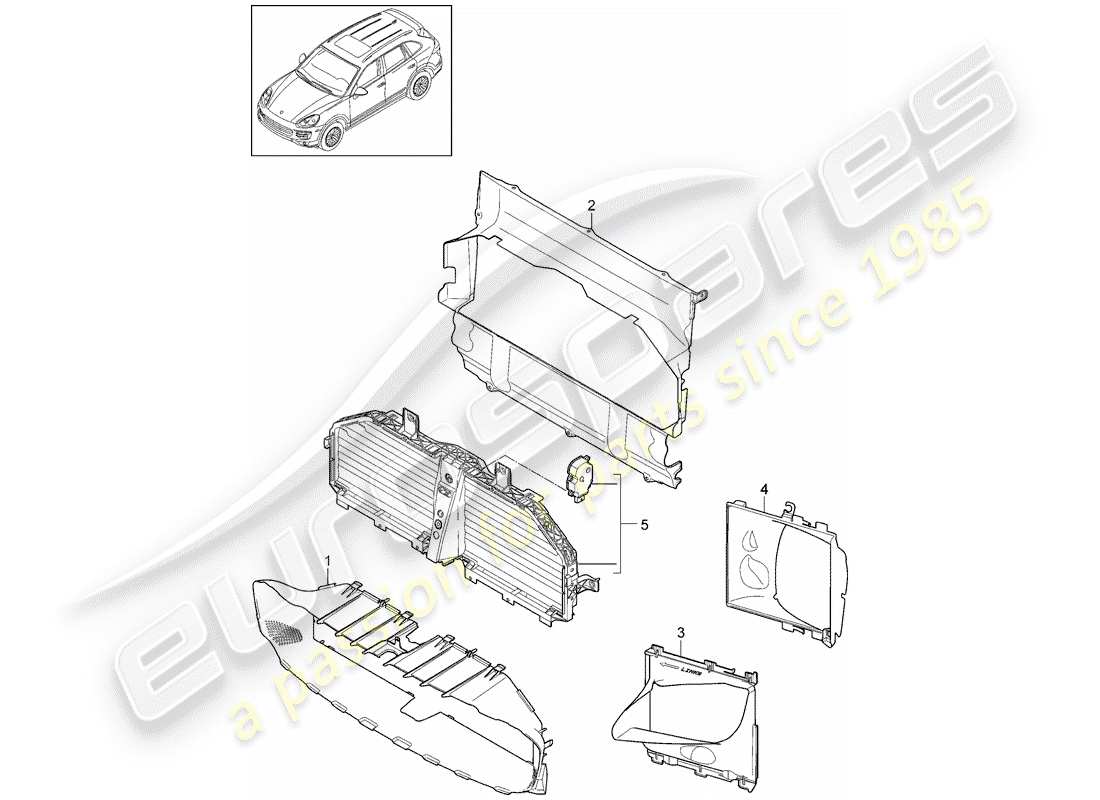 porsche 2018 (cayenne e2 92a) ducto de aire diagrama de piezas