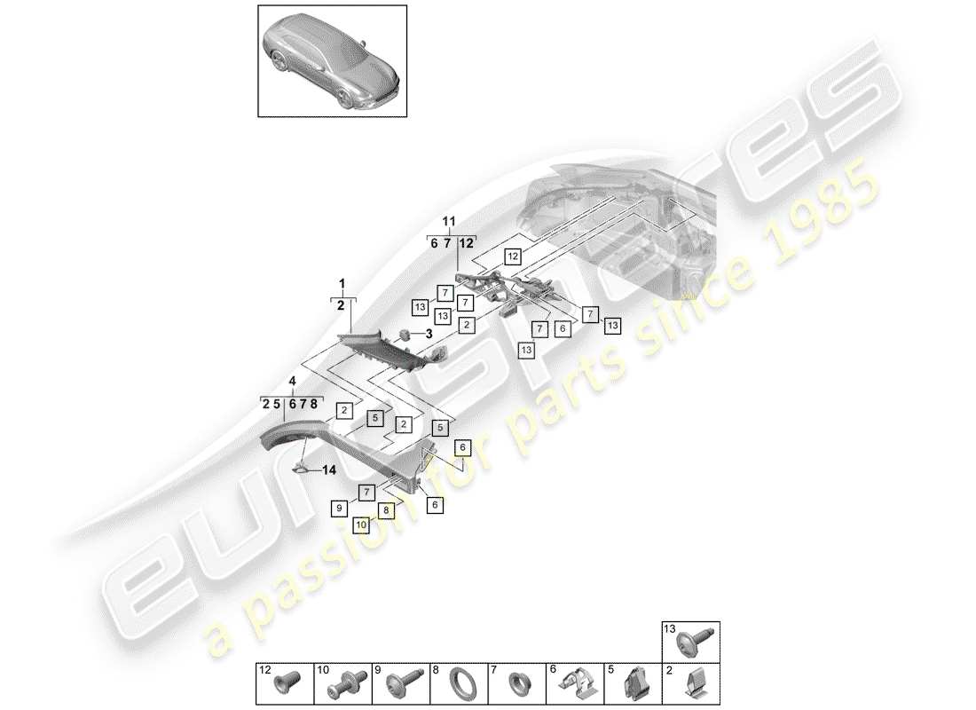 porsche 2017 (panamera 971-1) adornos diagrama de piezas