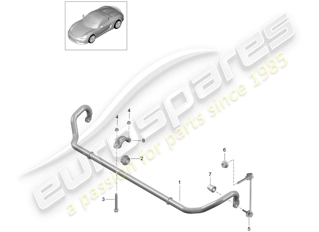 porsche 2016 (981 boxster spyder) diagrama de piezas del estabilizador