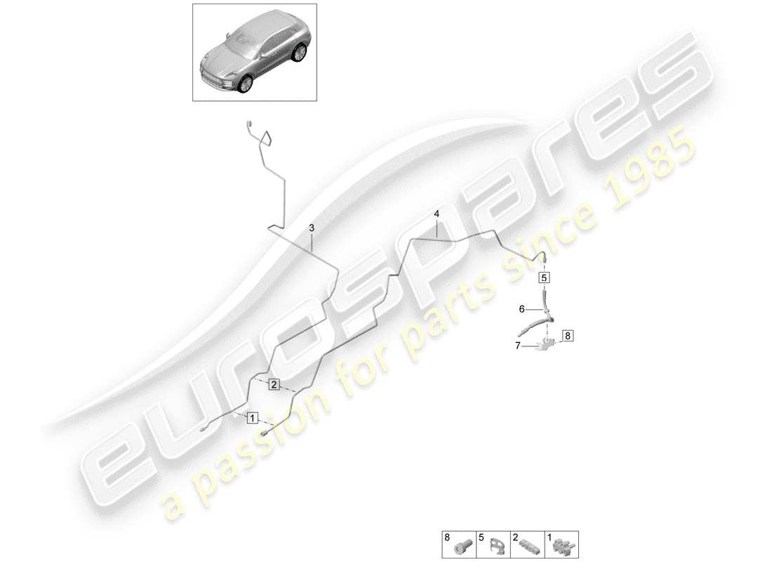 porsche 2019 (macan) diagrama de piezas de la línea de freno