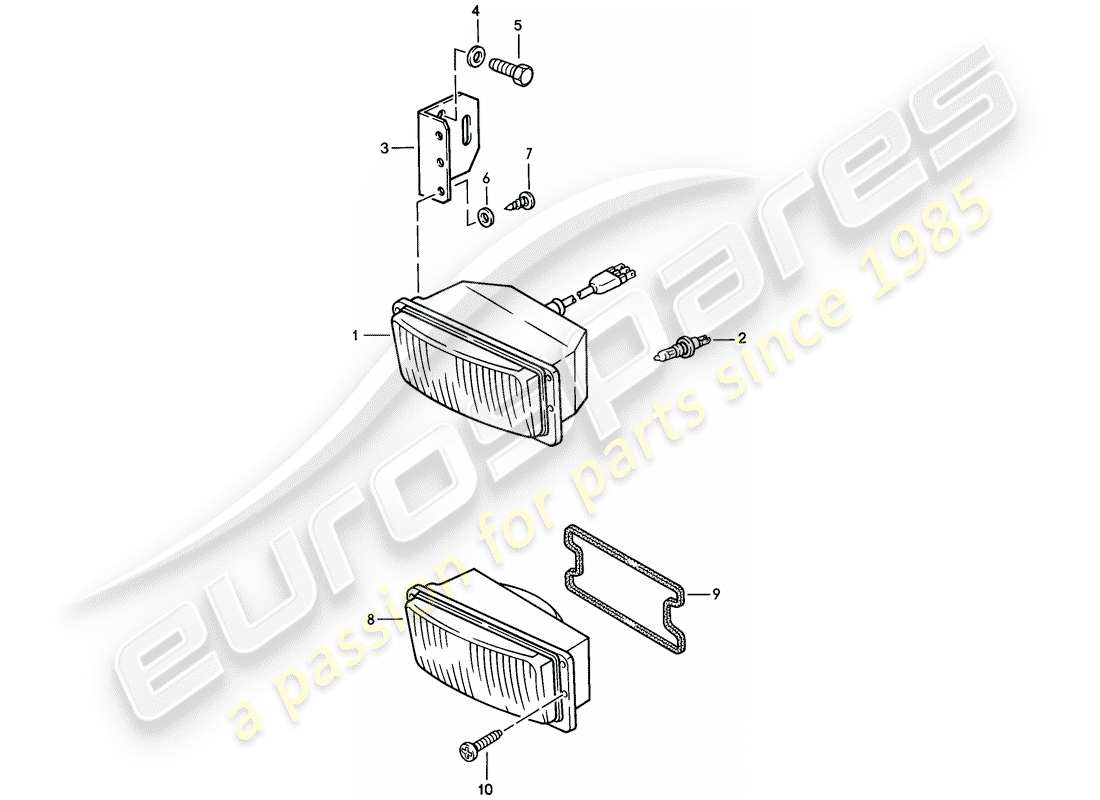 porsche 1986 (944) diagrama de piezas de luces antiniebla