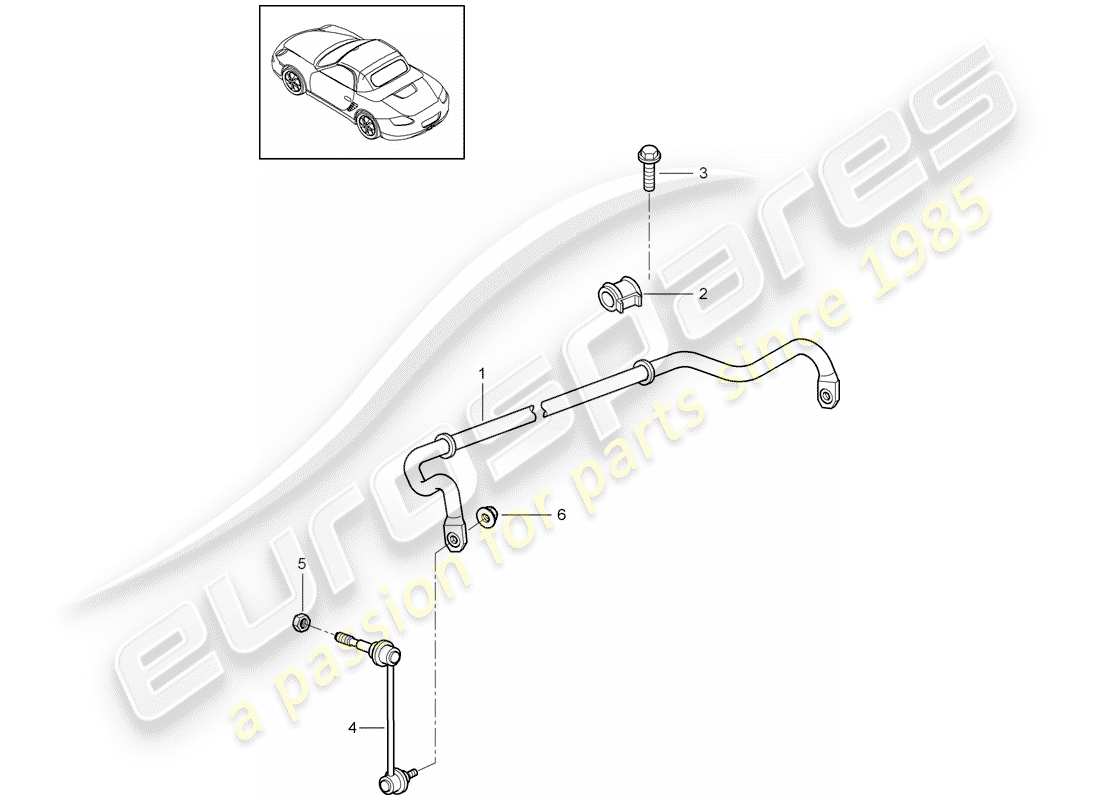 porsche 2011 (987 boxster) diagrama de piezas del estabilizador