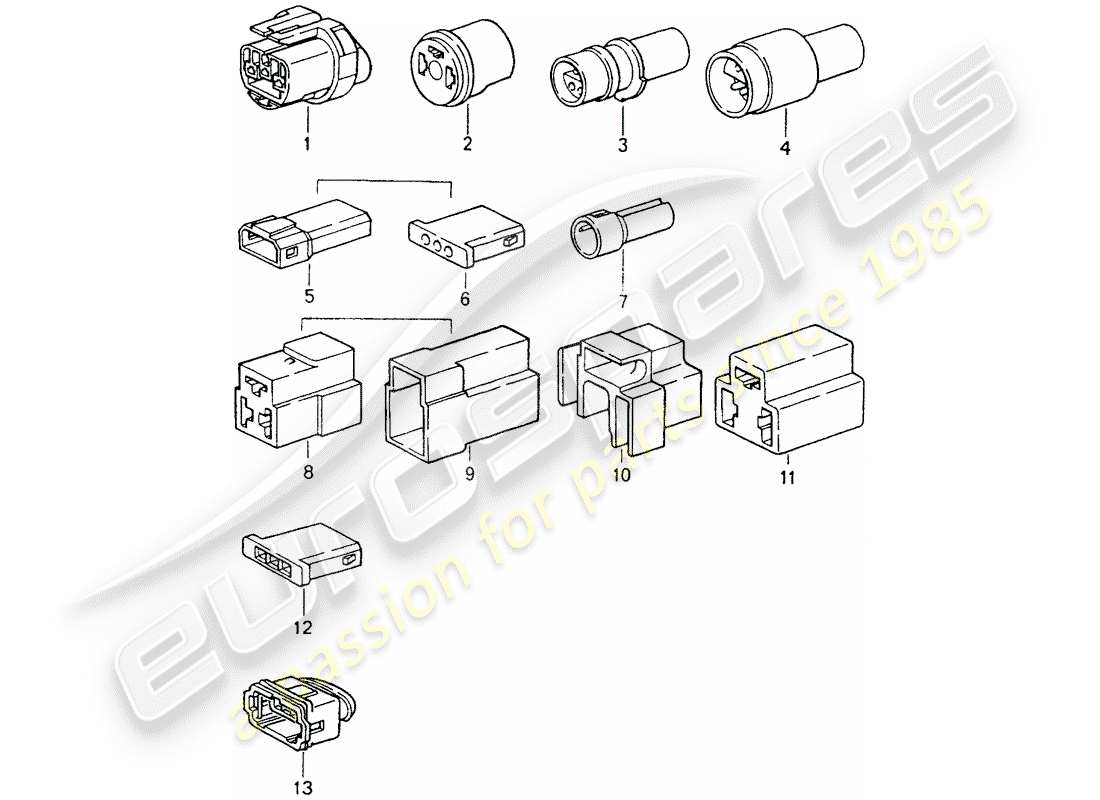 porsche 1989 (964) carcasa del conector diagrama de piezas