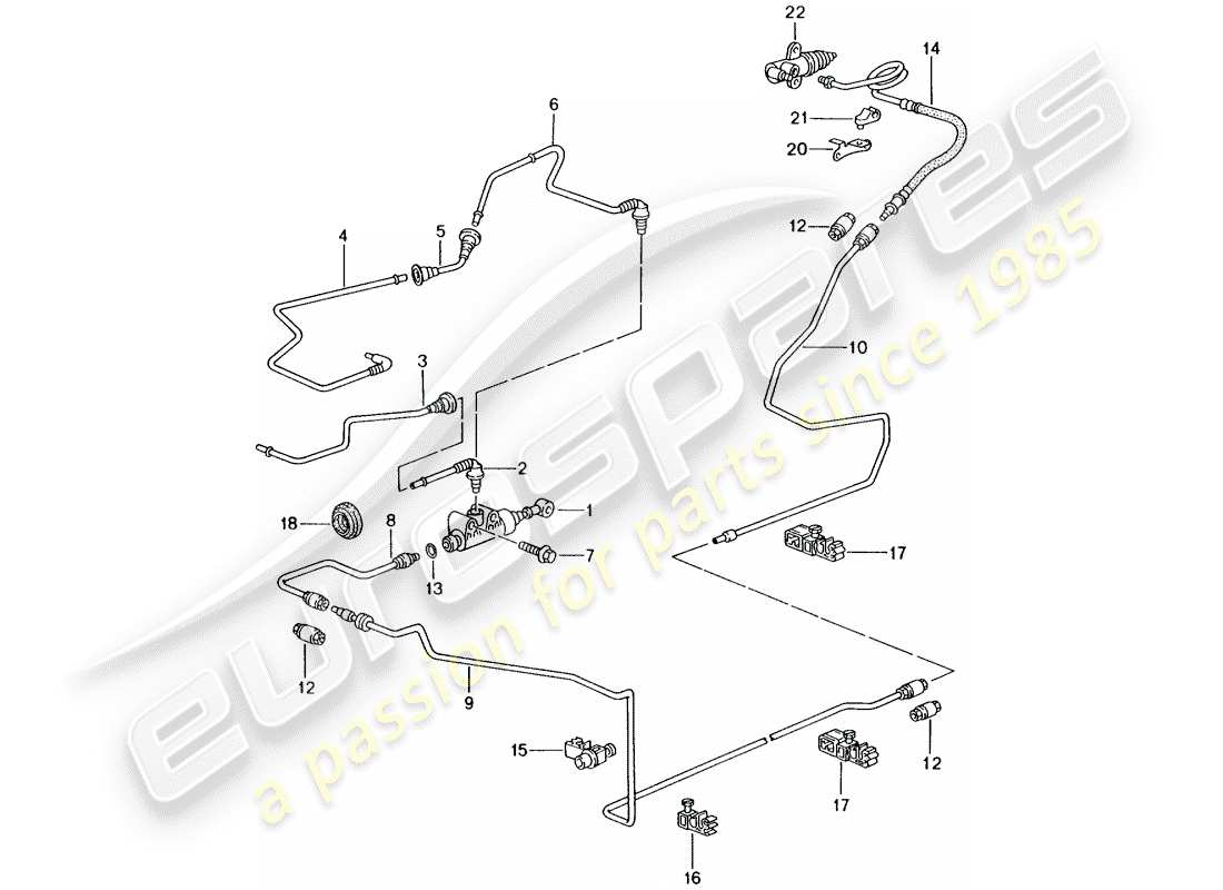 porsche 2001 (996 gt3) embrague hidráulico - funcionamiento - cilindro maestro del embrague - tubo del embrague hidráulico diagrama de piezas