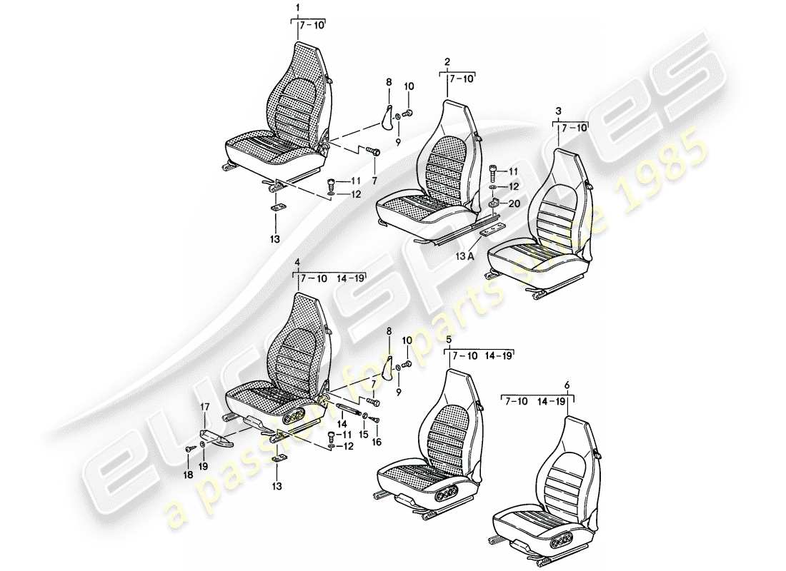 porsche 1986 (911) asiento delantero - d - mj 1985>> diagrama de piezas