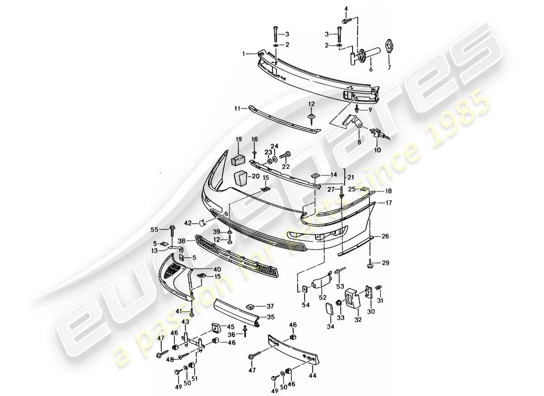 porsche 1994 (993) parachoque diagrama de piezas