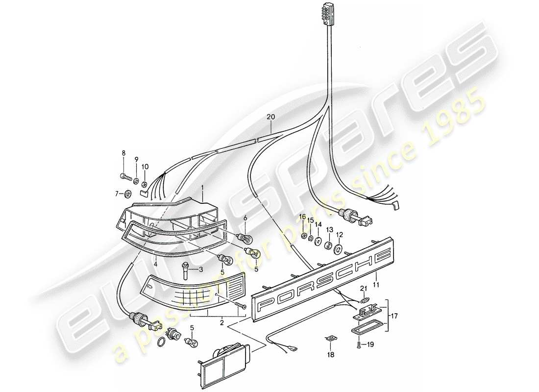 porsche 1987 (959) diagrama de piezas de iluminación