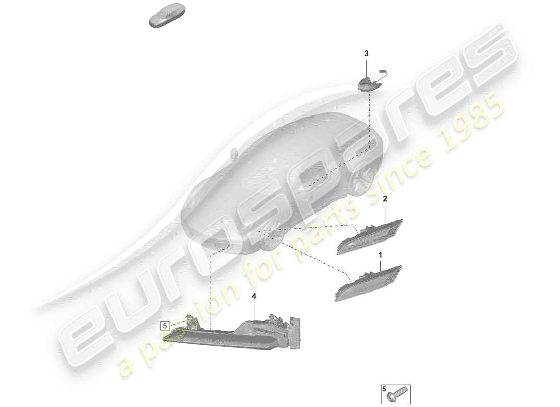 porsche 2019 (992-1) repetidor de señal de giro diagrama de piezas