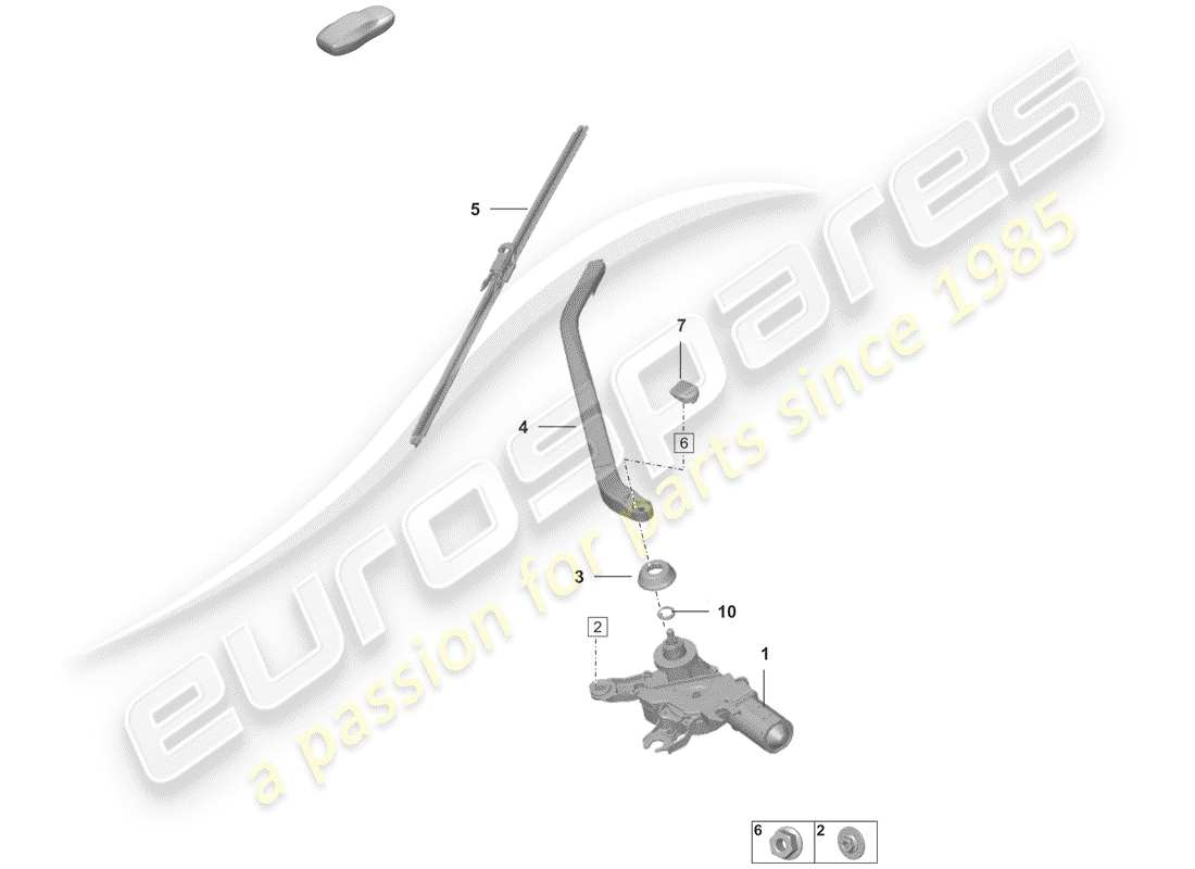 porsche 2019 (992-1) limpiaparabrisas trasero diagrama de piezas