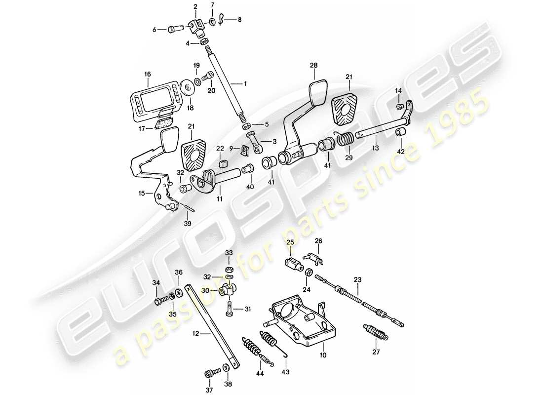 porsche 1986 (911) pedales diagrama de piezas