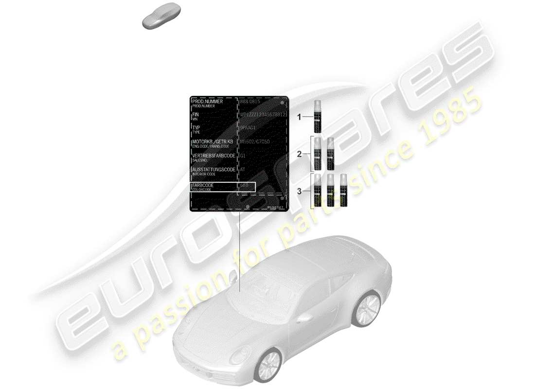 porsche 2019 (992-1) barra de retoque de pintura diagrama de piezas