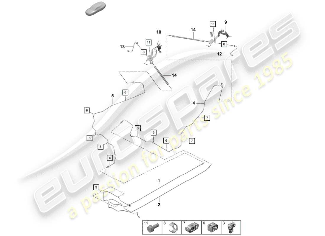 porsche 2019 (718 boxster spyder) línea de freno diagrama de piezas