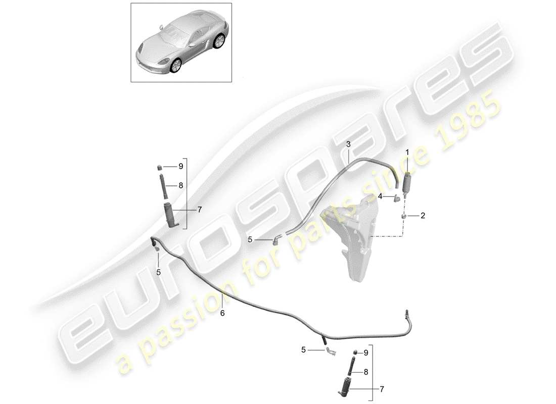 porsche 2018 (718 cayman) sistema arandela diagrama de piezas