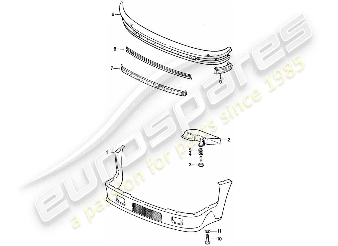 porsche 1987 (911) modelo especial - diseño de nariz plana - paneles exteriores - parachoques - d - mj 1988>> diagrama de piezas