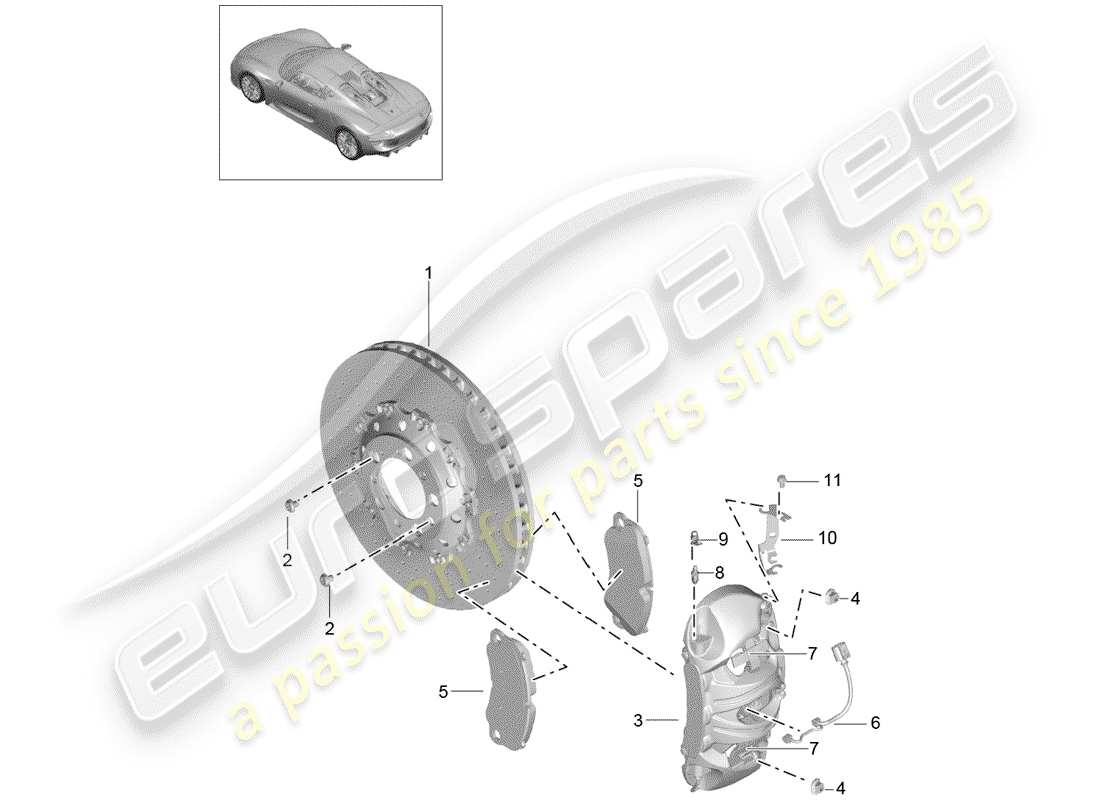 porsche 918 spyder (2015) frenos de disco diagrama de piezas