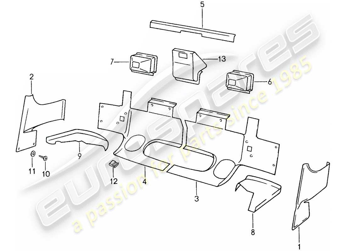 porsche 1987 (959) deflector de calor - parachoques diagrama de piezas