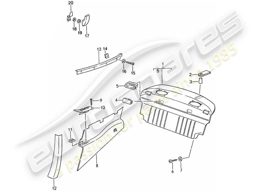 porsche 1996 (993) equipamiento interior diagrama de piezas