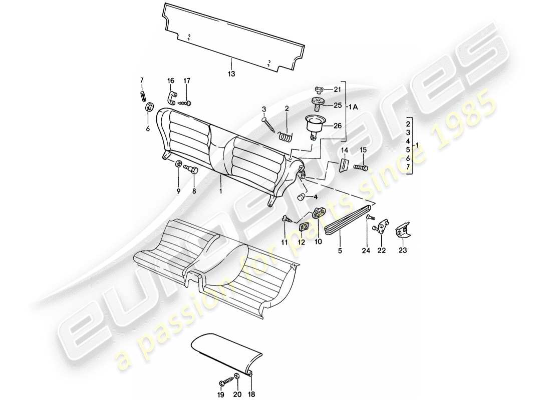 porsche 1984 (944) asiento de emergencia - piezas individuales diagrama de piezas