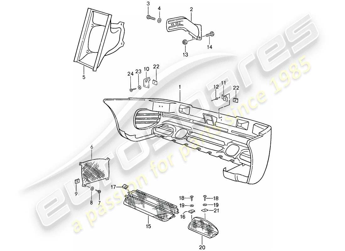 porsche 1987 (959) parachoque diagrama de piezas